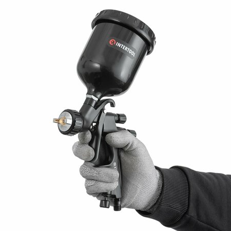 Intertool HVLP Black M-Diamond Air Spray Gun, 1.8 mm Air Cap, 600 cc Cup PT08-0168